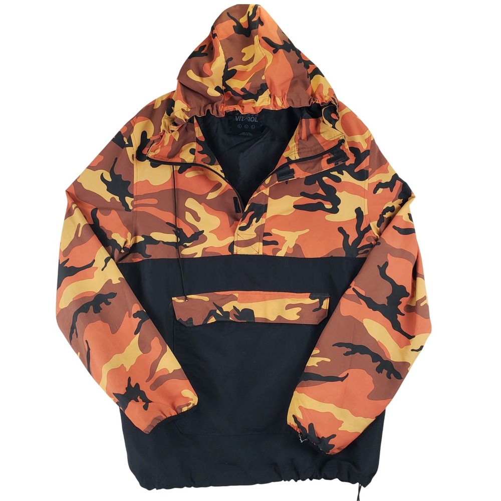 Rothco Vitriol Anorak Windbreaker Mens Large Orange Camo Streetwear Gorpcore